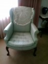 Selling Pair of Petite Wing Back Chairs - Mint Green